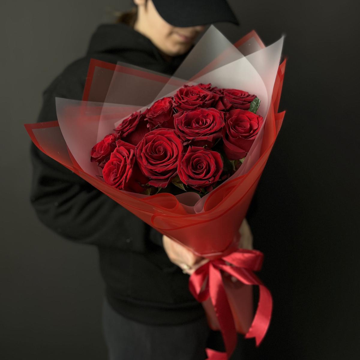 Букеты из красных роз 40 см (Эквадор) код  11480smr