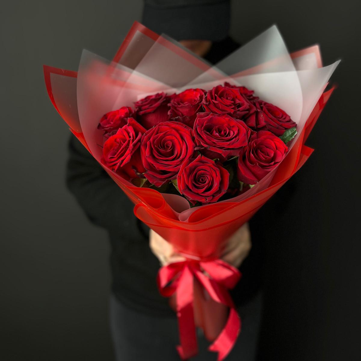 Букеты из красных роз 40 см (Эквадор) код  11480smr