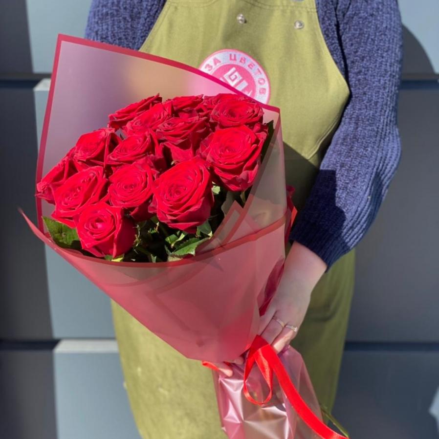 Красные розы 60 см 15 шт. (Россия) код товара - 20370sam