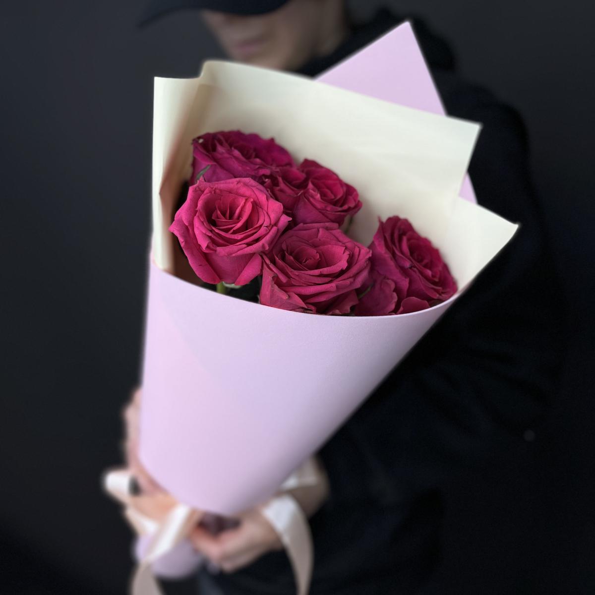 Букеты из розовых роз 40 см (Эквадор) [код  5420smr]