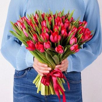 Тюльпаны красные 51 шт код товара: 8710smr